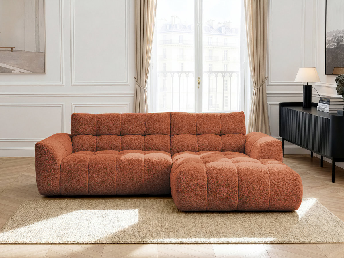 Bobochic Jaya Ecksofa Chenille Orange Ecke rechts