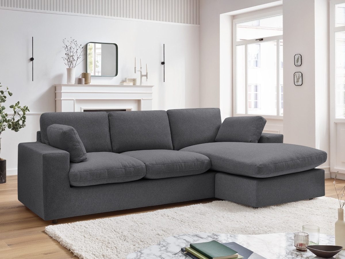 Bobochic Belair Ecksofa 220 × 139 cm Stoff Dunkelgrau