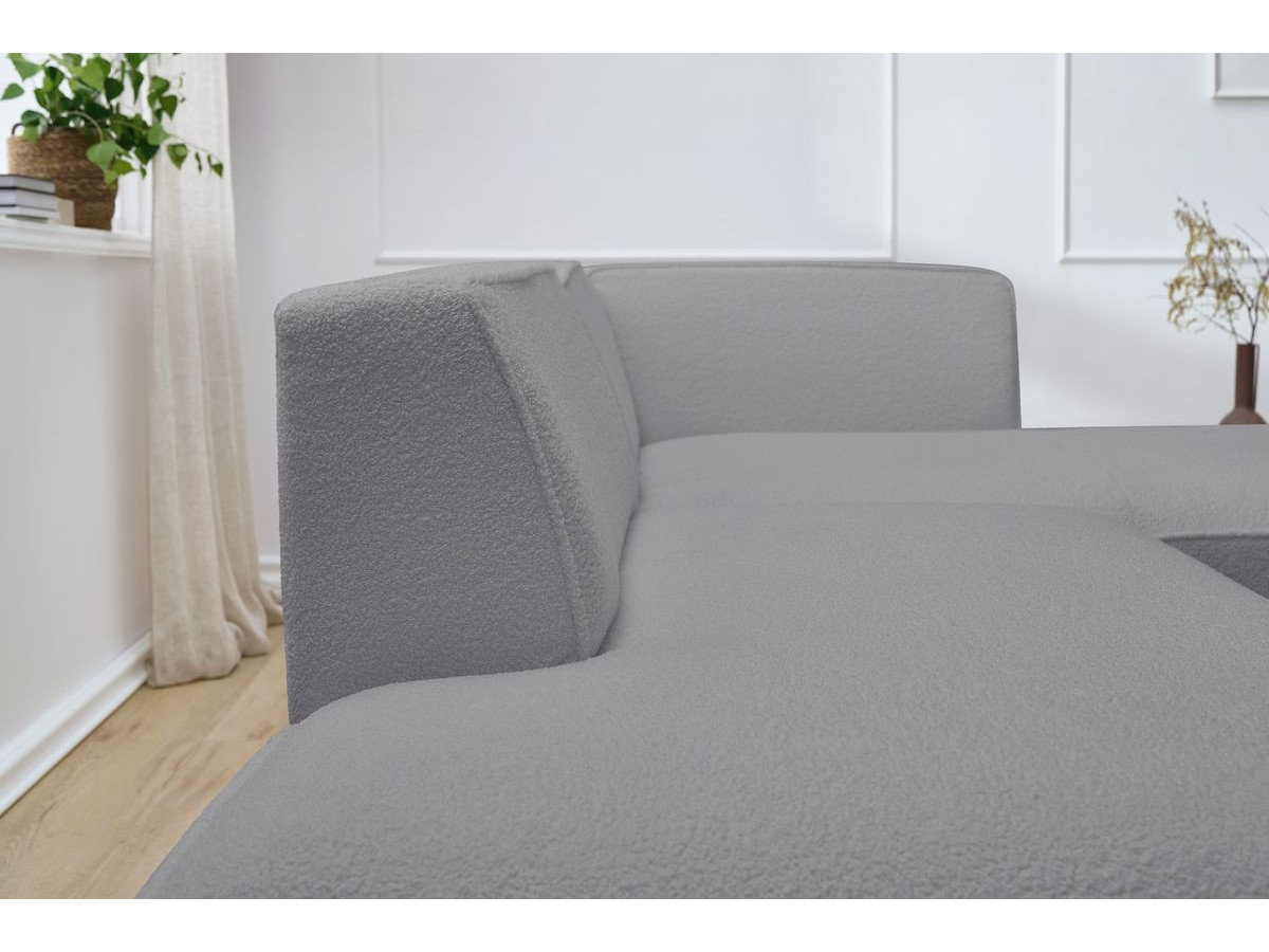 Bobochic Megeve Ecksofa Bouclé-Stoff Hellgrau Ecke rechts