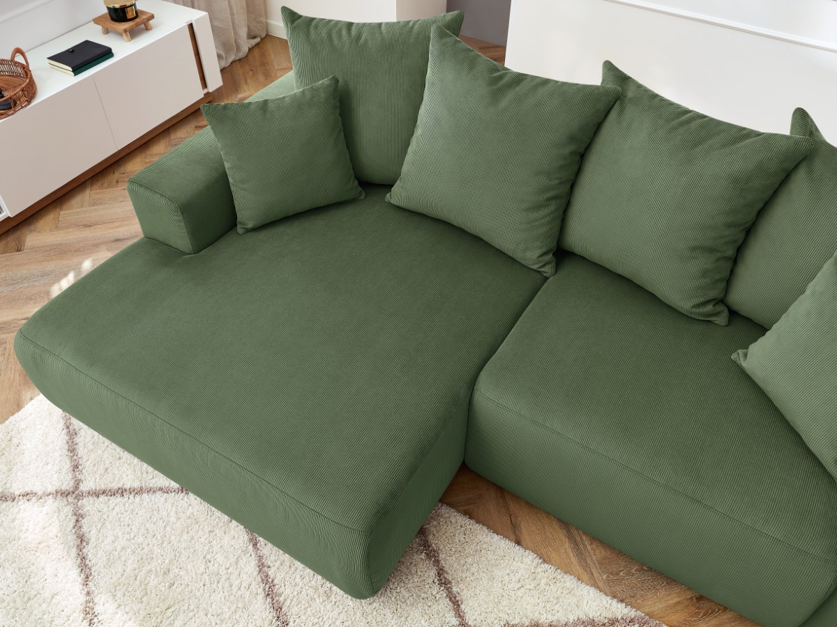 Bobochic Enjoy Ecksofa Cordsamt Grün Ecke links