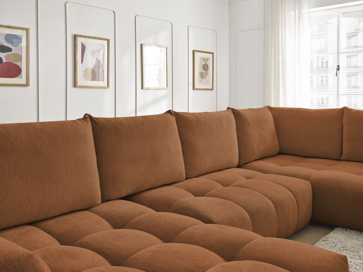 Bobochic Everest Wohnlandschaft, 6 Kissen Melange-Stoff Orange Ecke links
