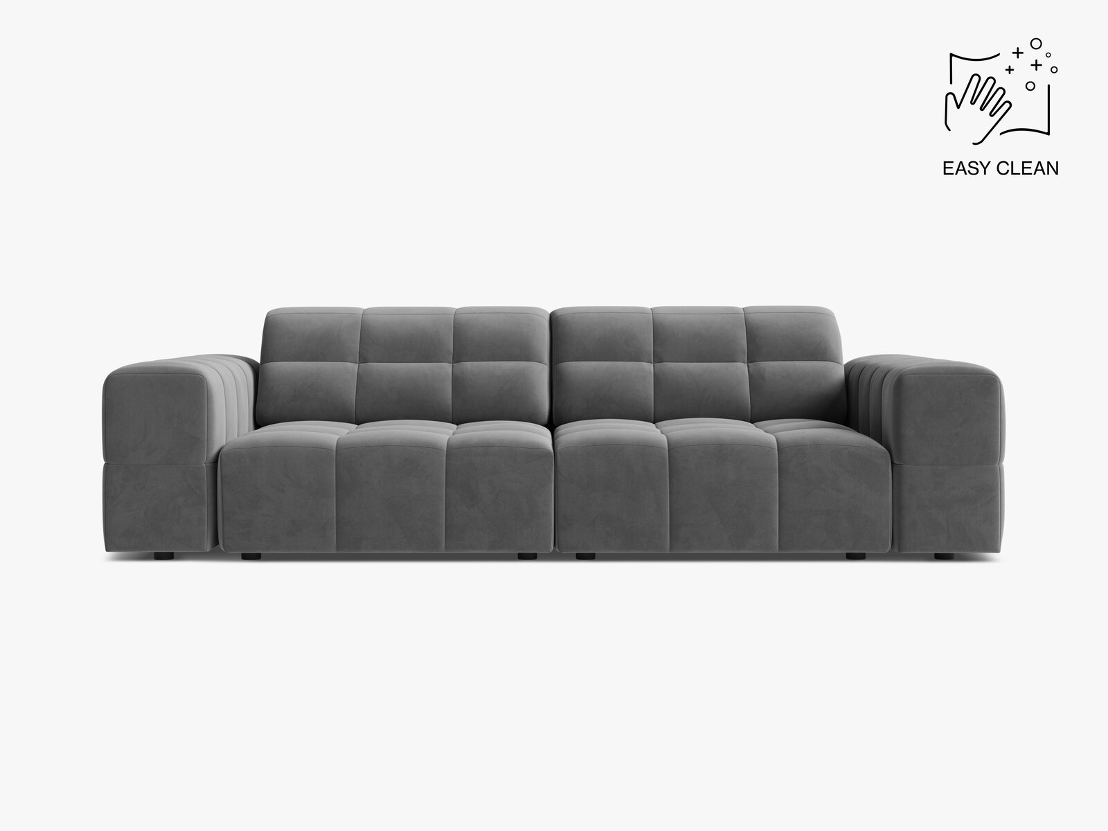 Micadoni Sofa Jennifer 3-Sitzer Samt Venus Hellgrau