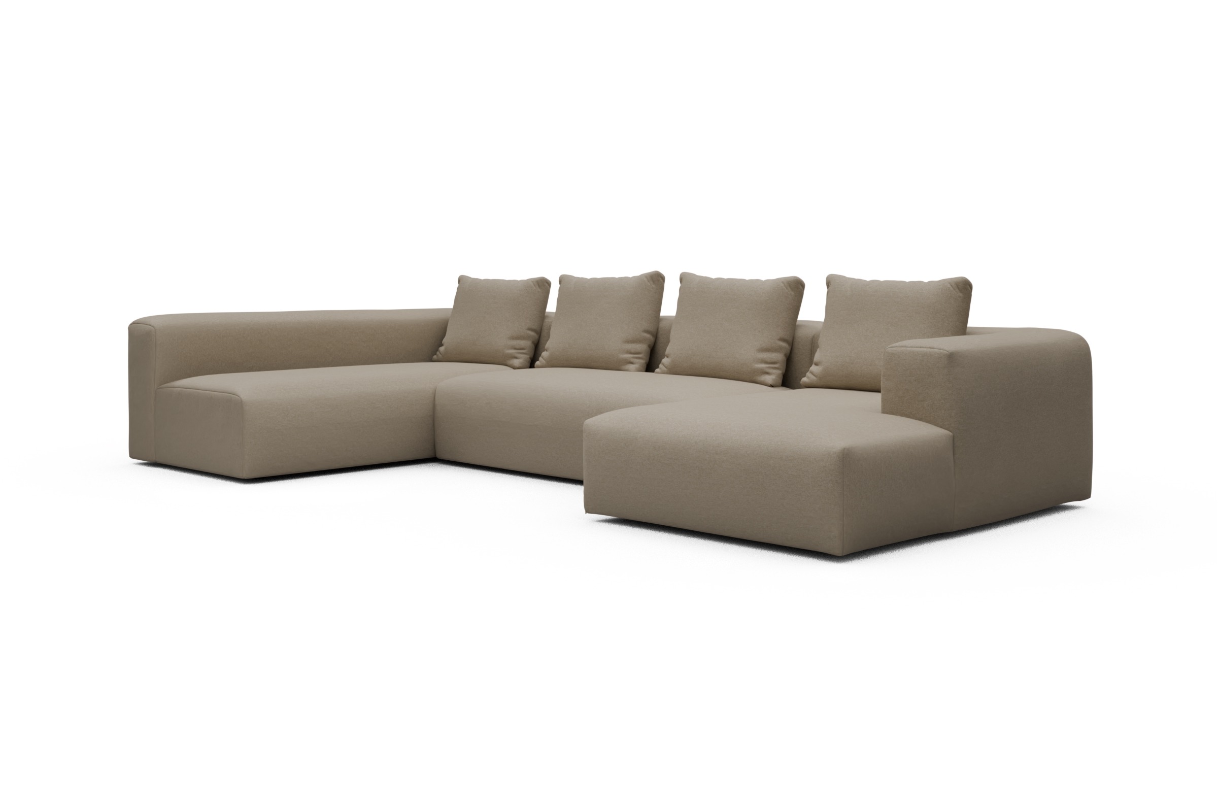 Wohnlandschaft Fred Chaiselongue rechts mit 2-Sitzer und lange Armlehne links Satya-Natural