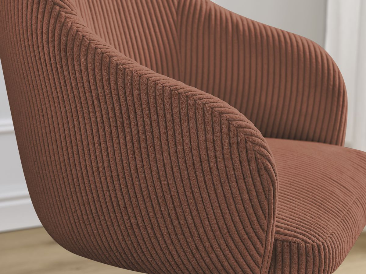 Bobochic Sophie Esszimmerstuhl 4er-Set mit skandinavischen Holzbeinen Cordsamt Orange