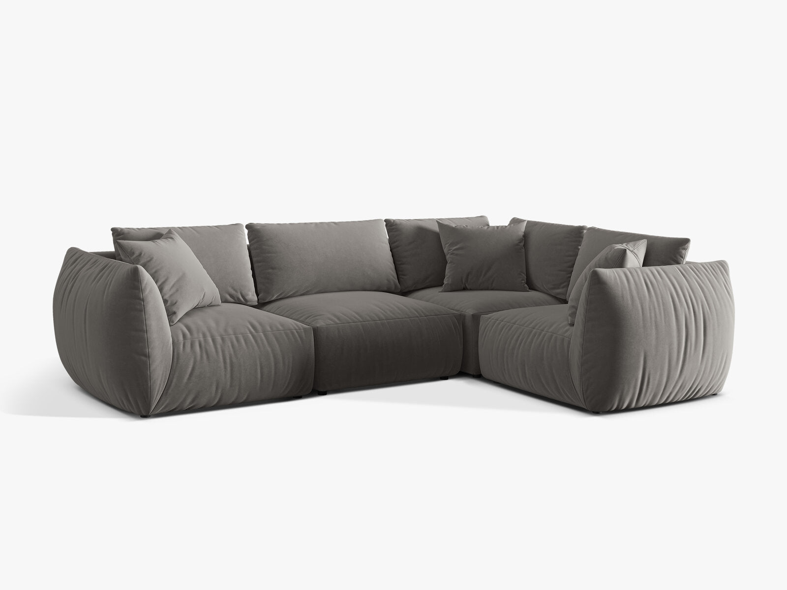 Micadoni Ecksofa Chris 4-Sitzer Rechts Samt Grau