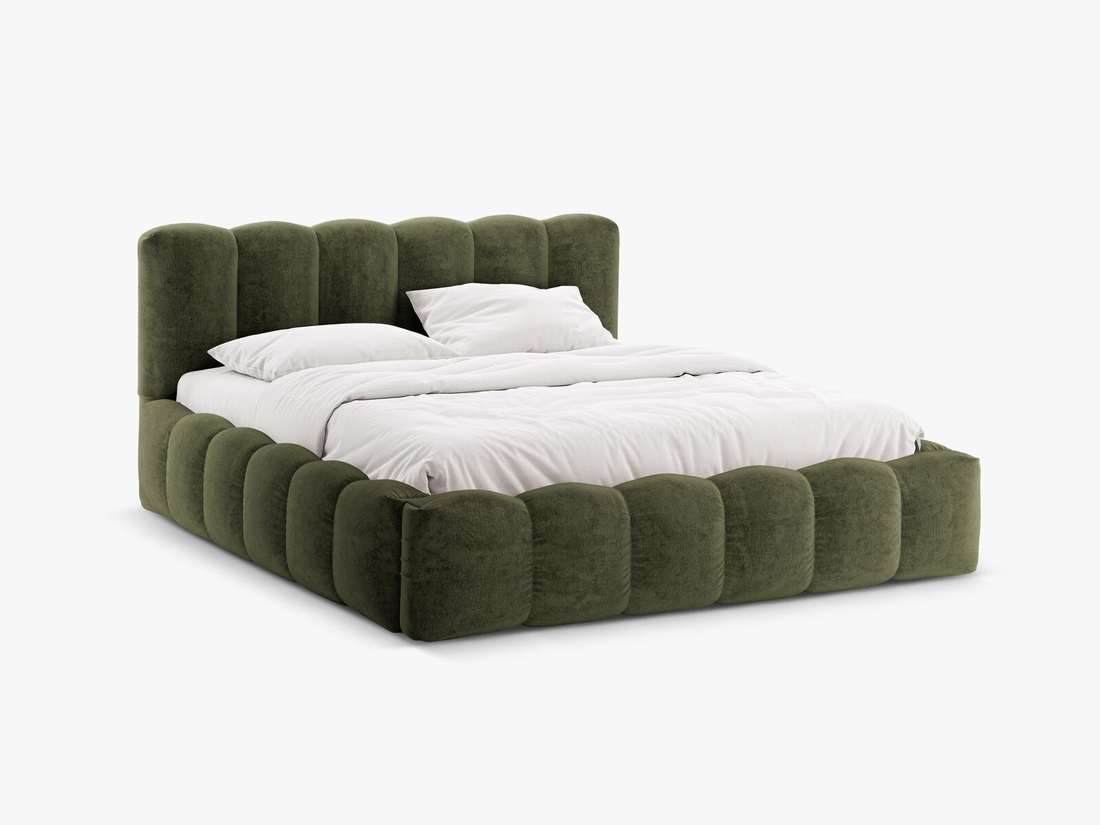 Micadoni Stauraumbett mit Kopfteil Lupine Chenille Perfect Harmony Grün