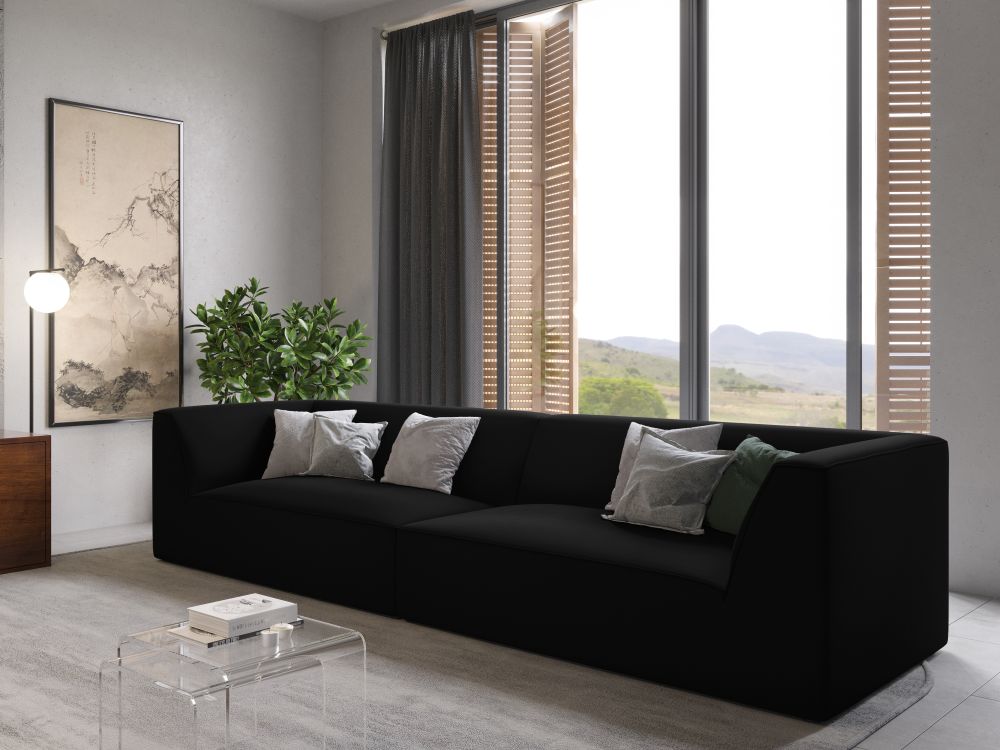 Cosmopolitan Design Sofa Siena 4-Sitzer Samt Salvador Schwarz