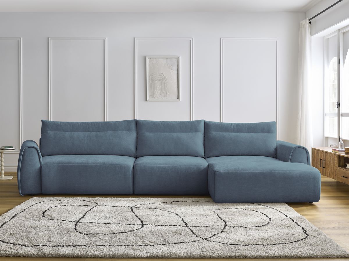 Bobochic Aden Ecksofa 386 × 152 cm Stoff Hellblau Ecke rechts