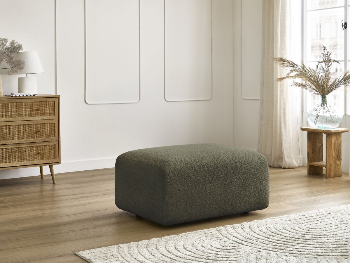 Bobochic Tina Pouf Bouclé-Stoff Grün