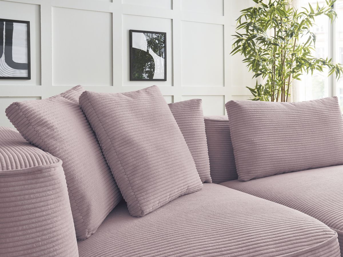 Bobochic Leopold Sofa 4-Sitzer mit Pouf Cordsamt Violett Armlehne links