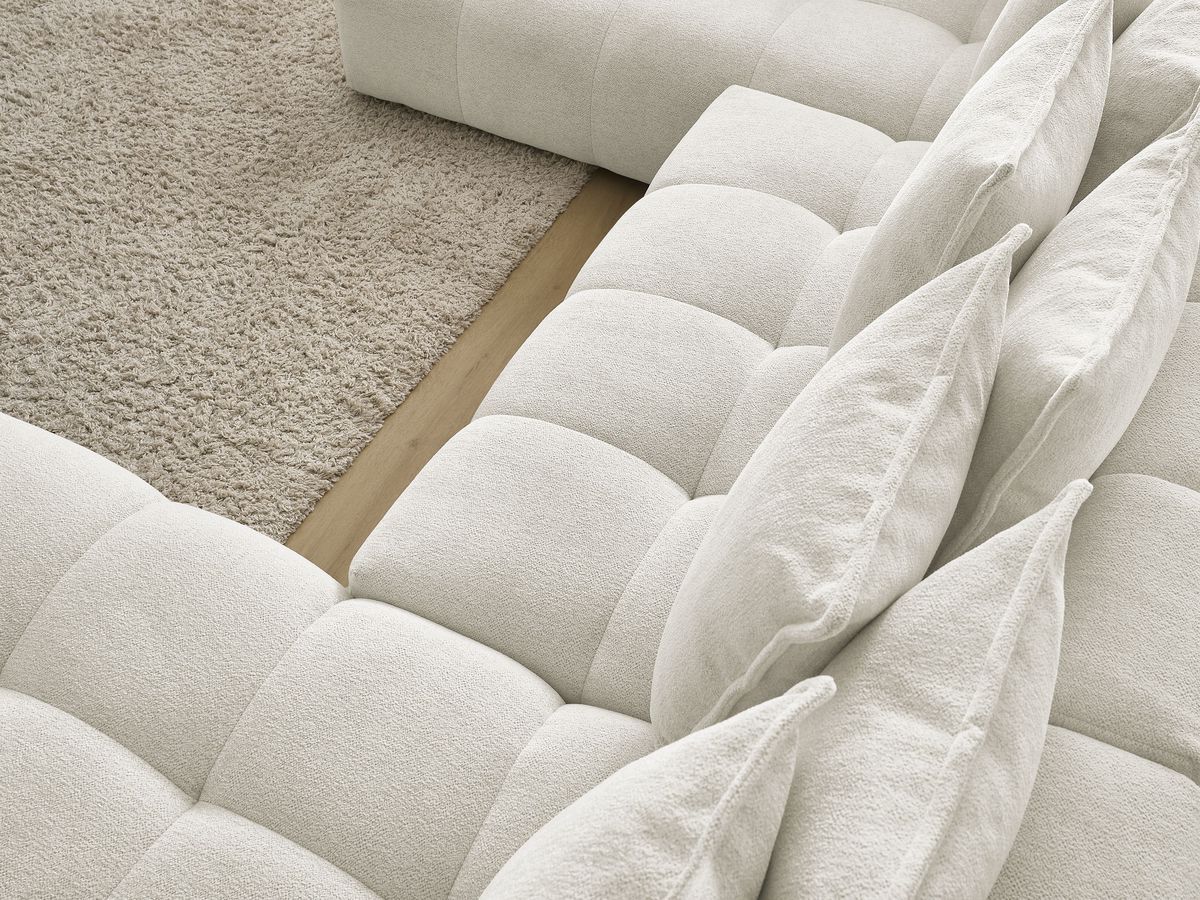 Bobochic Everest Wohnlandschaft, 14 Kissen Melange-Stoff Weiß Ecke rechts