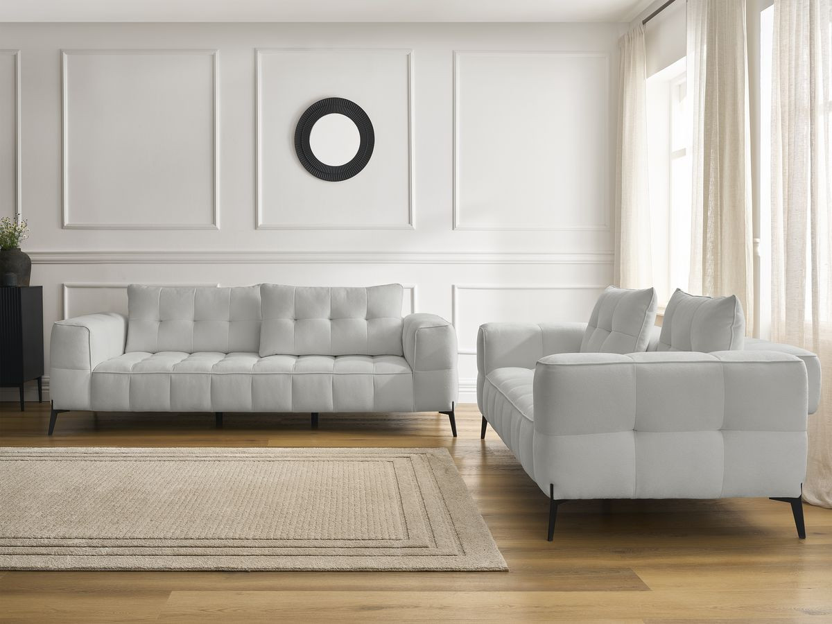Bobochic Anis Sofa-Set 3- und 2-Sitzer Strukturstoff Hellgrau