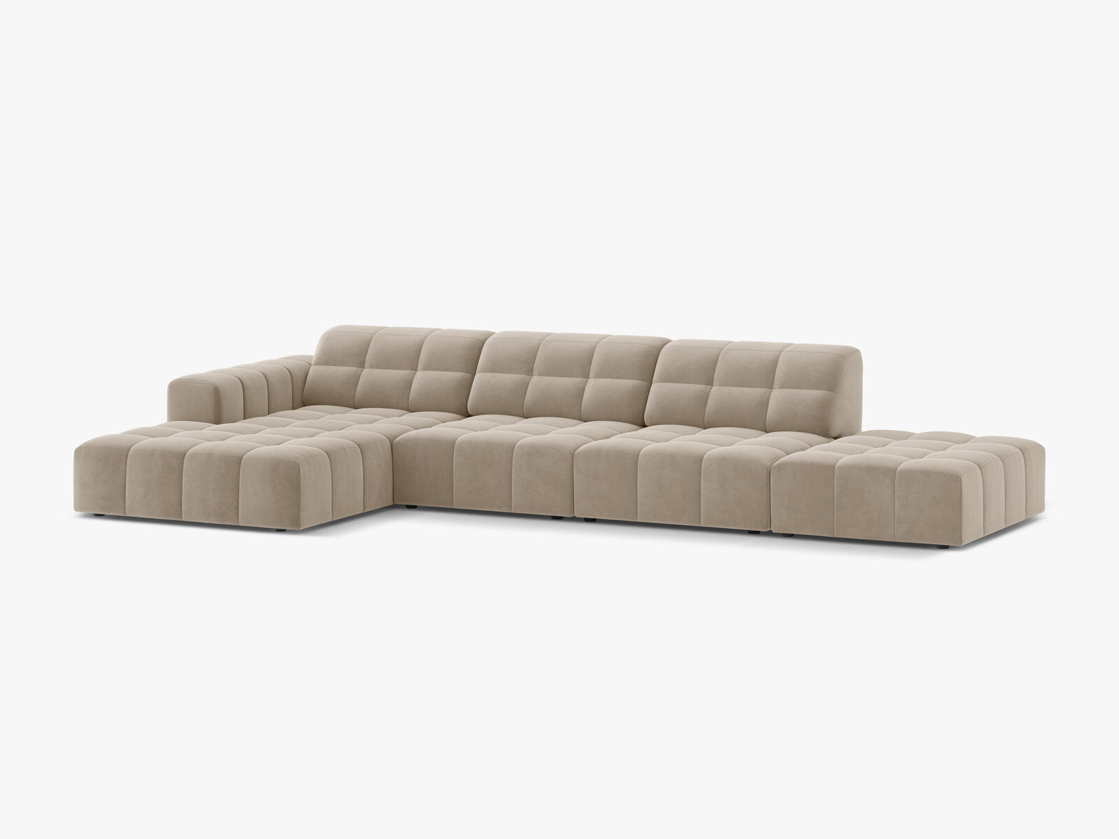 Micadoni Ecksofa Jennifer 5-Sitzer Links Samt Bluvel Dunkelbeige