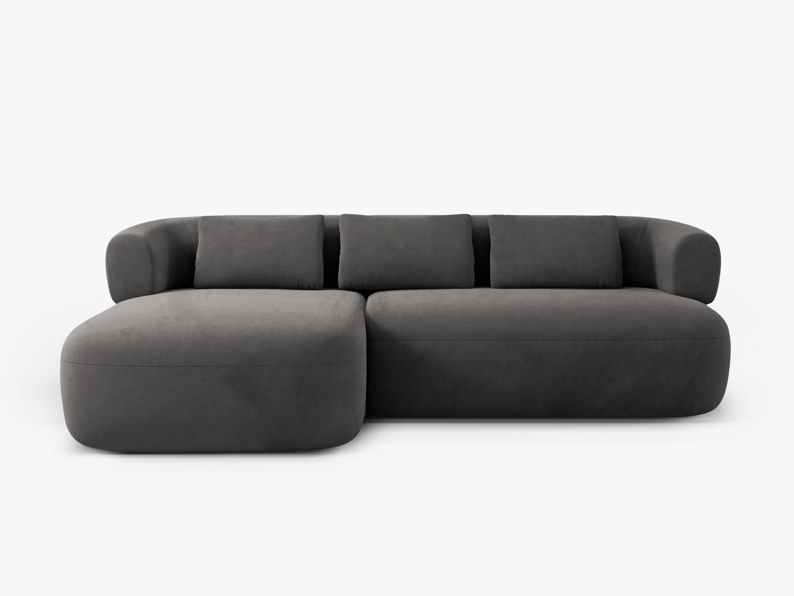 Micadoni 5-Sitzer Ecksofa Jenny Links Samt Salvador Dunkelgrau