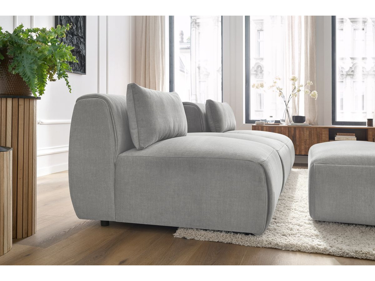 Bobochic Jeanne Sofa 4-Sitzer mit Pouf Samt Hellgrau