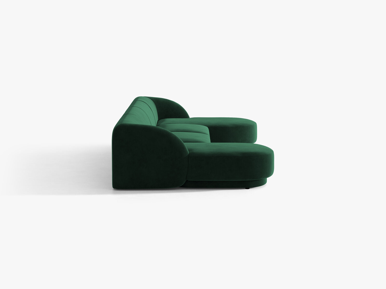 Micadoni Panorama-Sofa Miley 5-Sitzer Samt Bluvel Flaschengrün