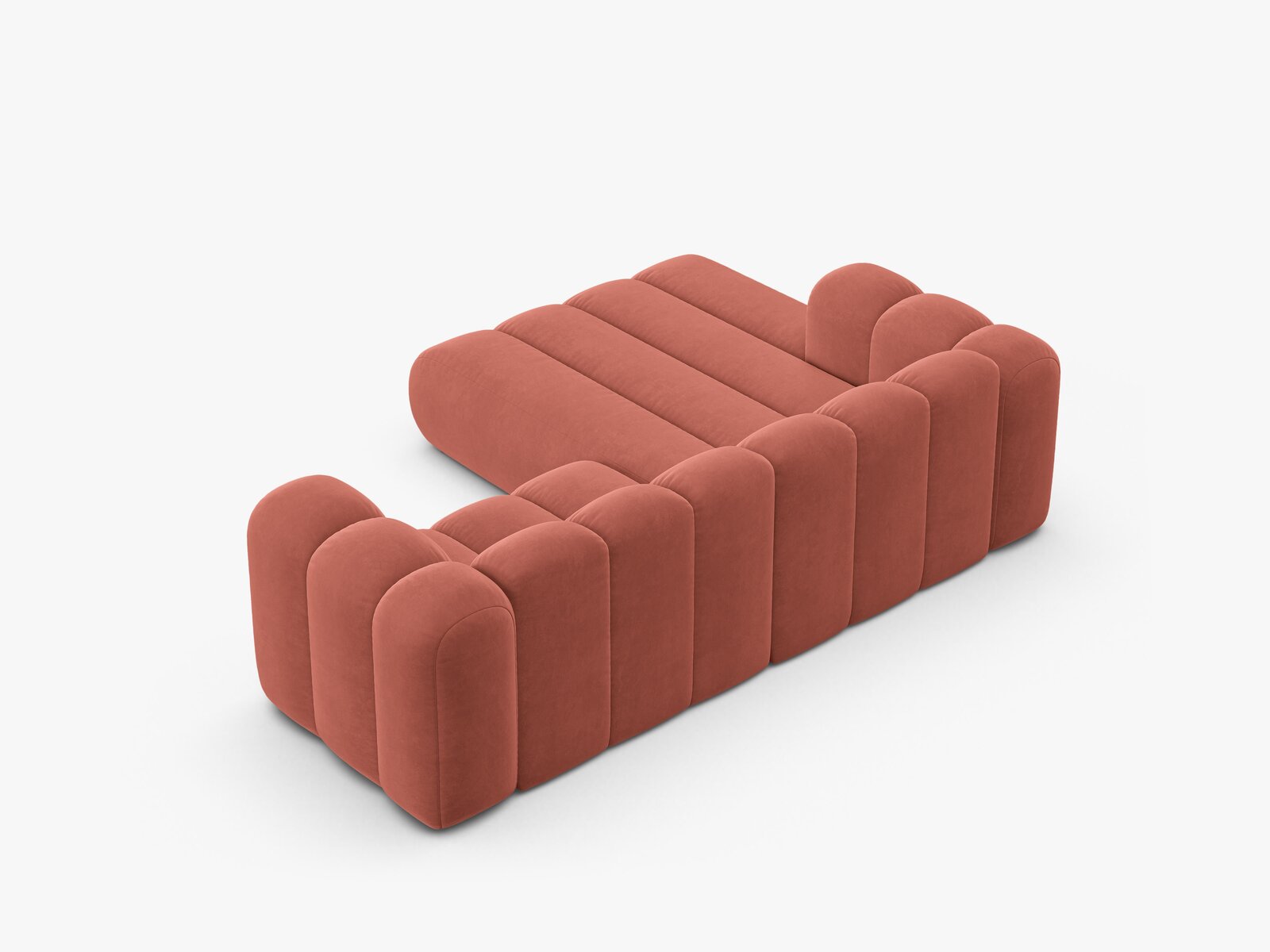 Micadoni Modulares Ecksofa Lupine 3-Sitzer Links Samt Salvador Koralle