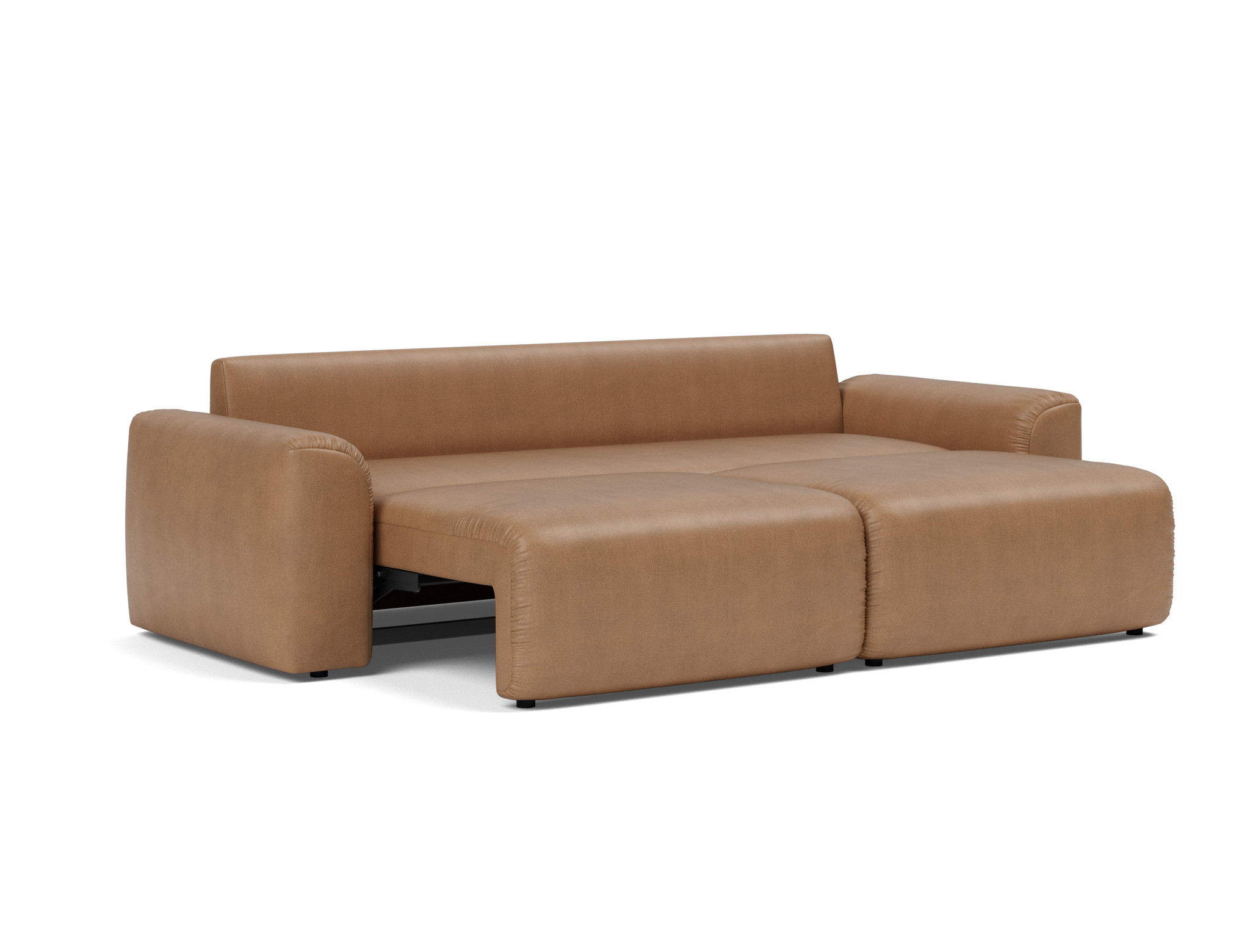 Schlafsofa Norum mit Chunky-Armlehnen Lederoptik Faunal 551-Brown