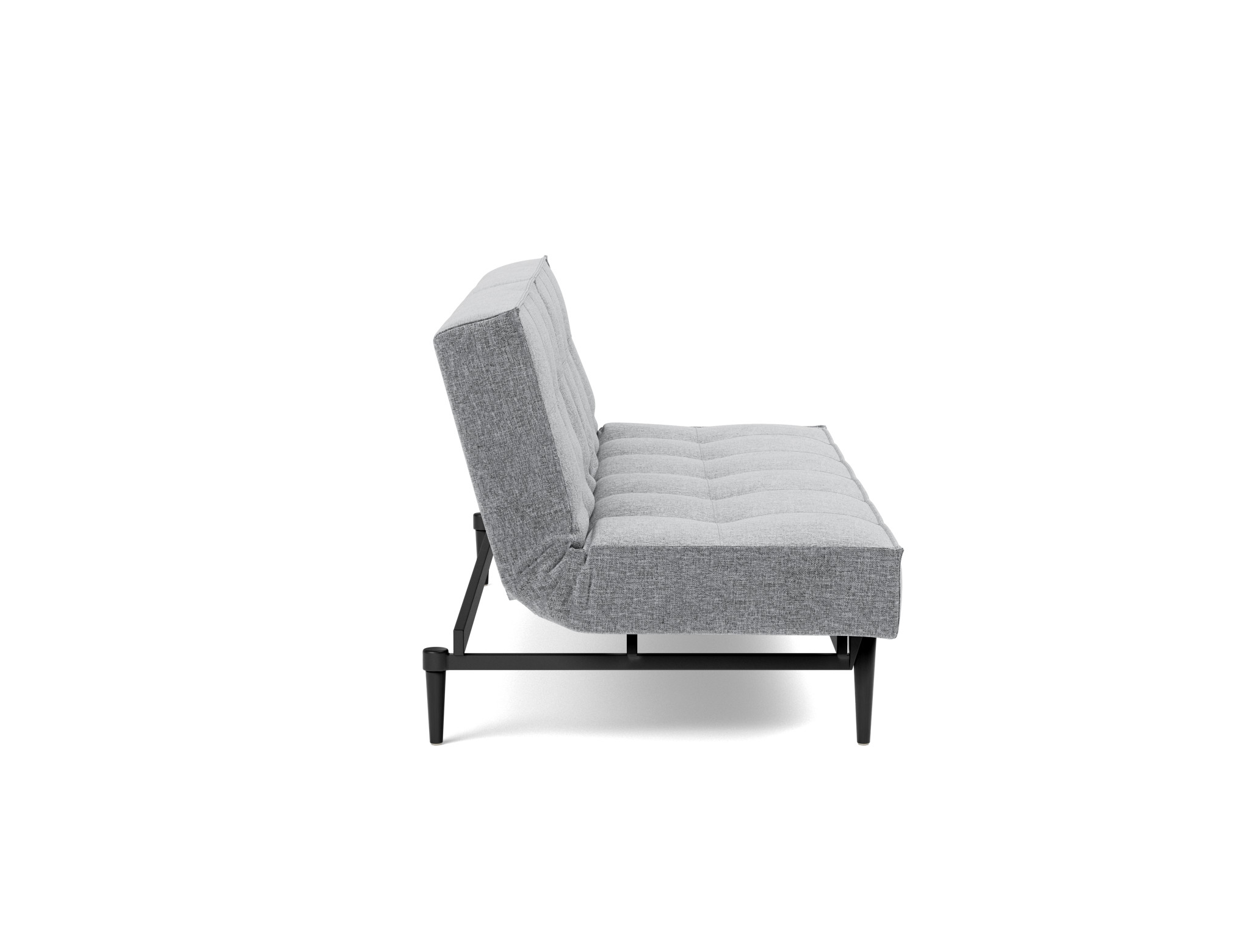 Schlafsofa Splitback Strukturierter Stoff Twist 565-Granite Beine Styletto Eiche schwarz