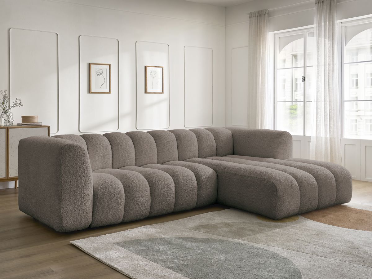 Bobochic Talia Ecksofa Bouclé-Stoff Braun Ecke rechts