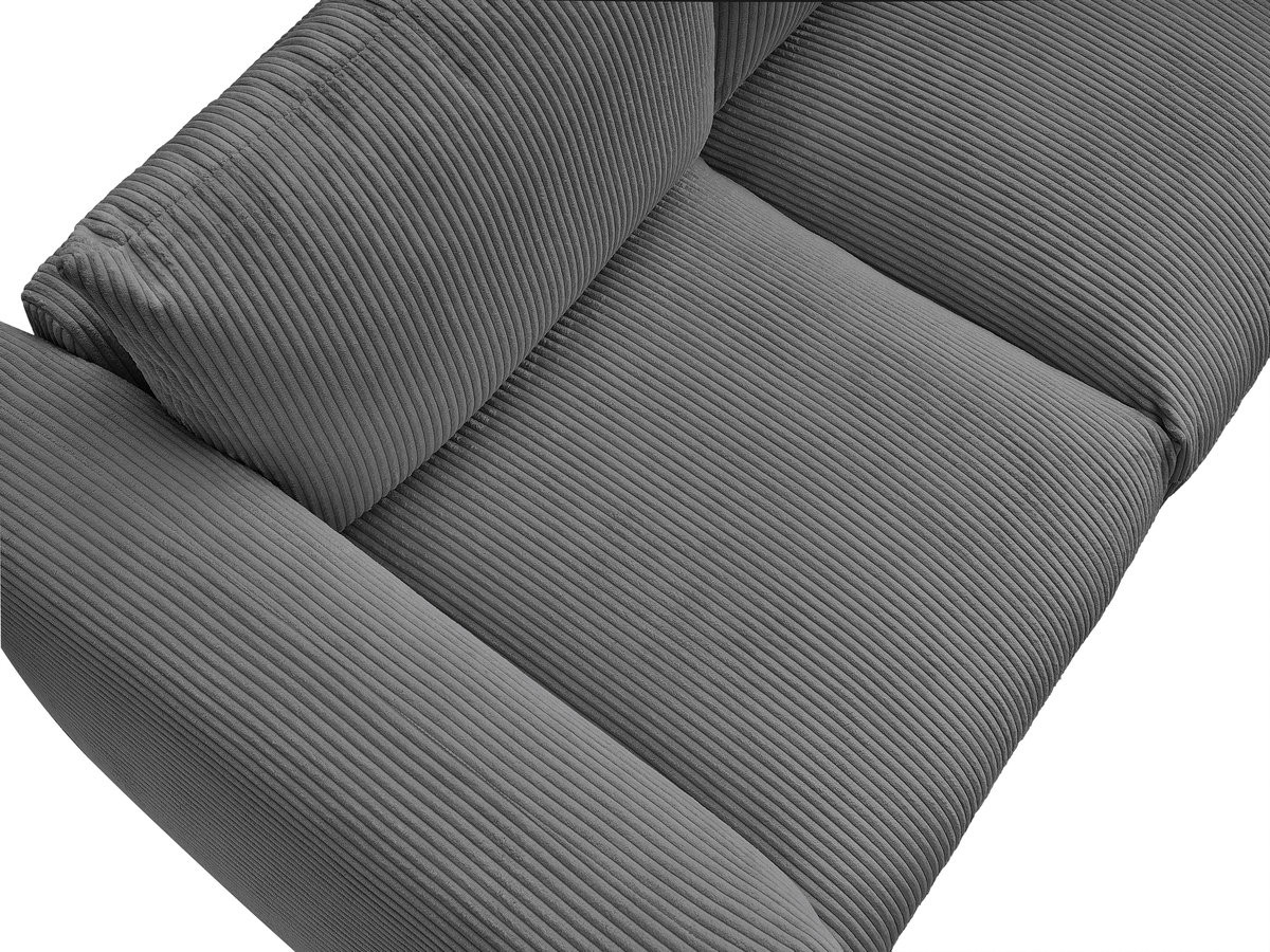 Bobochic Ernest Sofa 3-Sitzer mit Pouf 193 × 106 cm Cordsamt Dunkelgrau