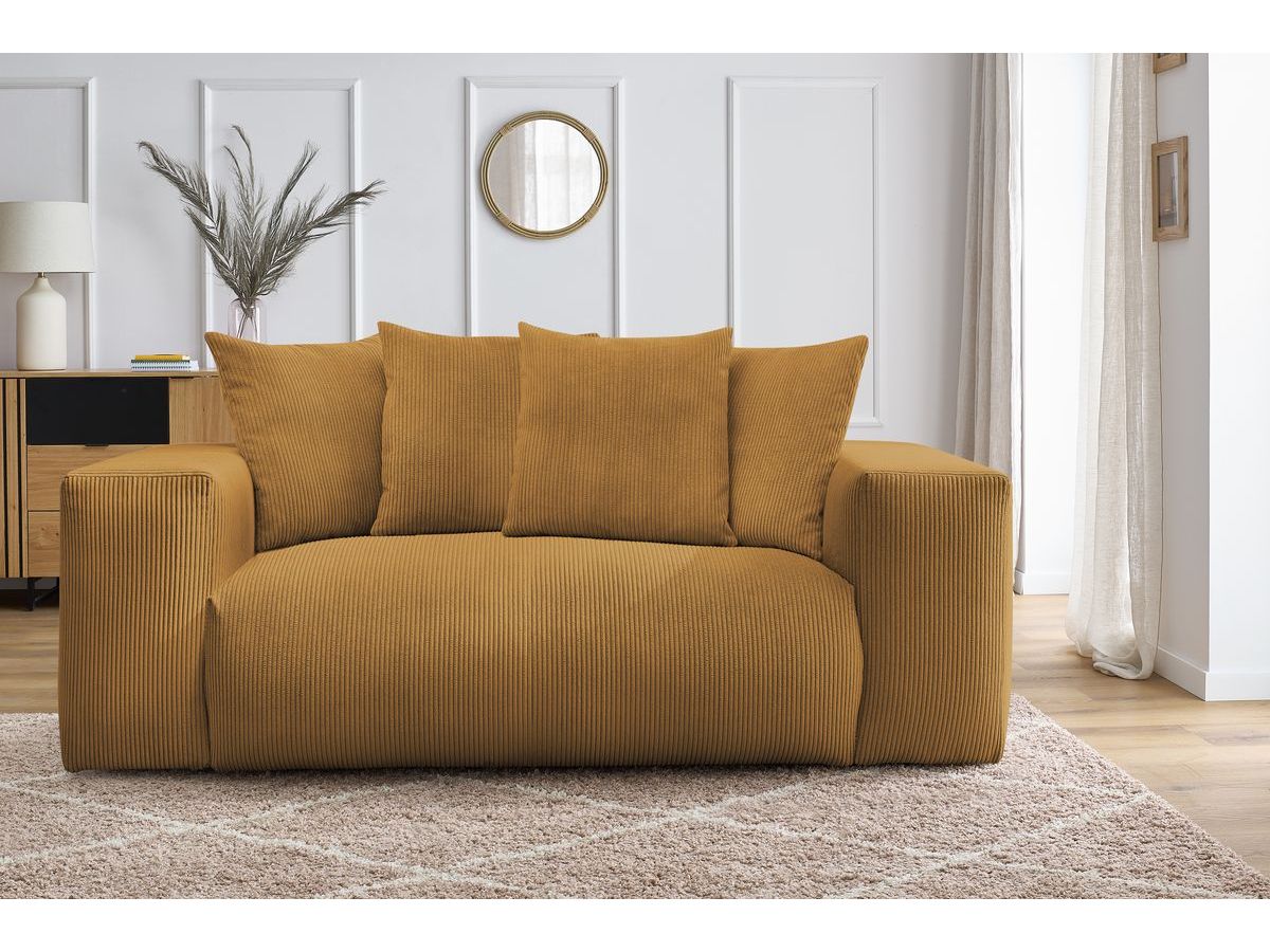 Bobochic Voltaire Sofa 2-Sitzer Cordsamt Gelb
