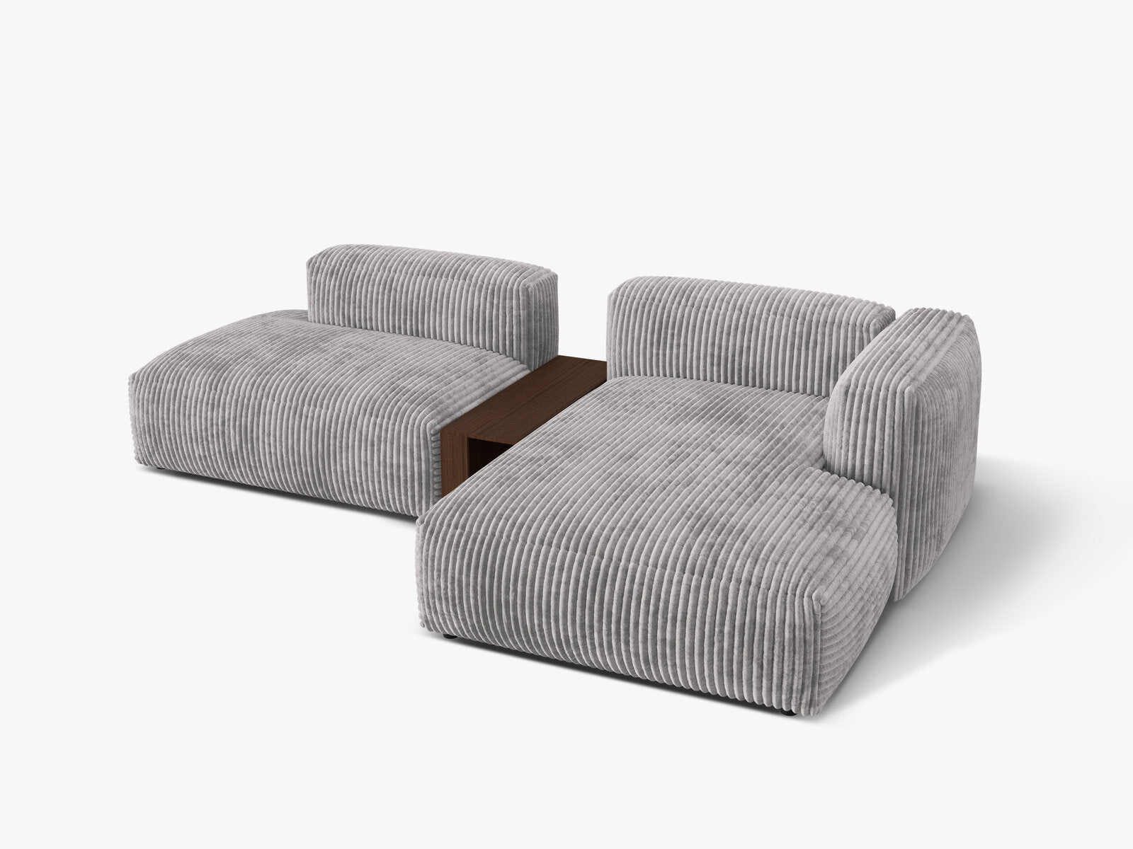 Micadoni Ecksofa Martina 2-Sitzer mit Couchtisch Rechts Kord Hellgrau