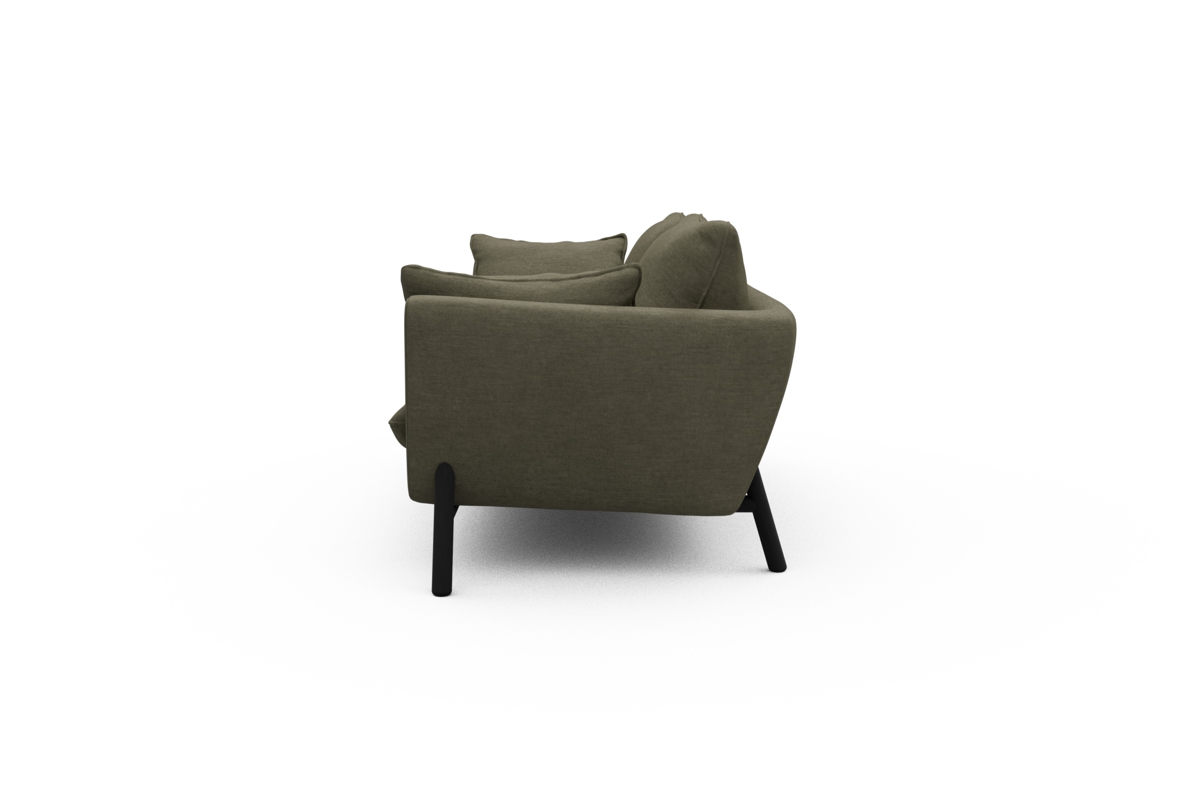 Sofa Emil 2-Sitzer Beinfarbe Eiche Schwarz Vivus-Dusty-Olive