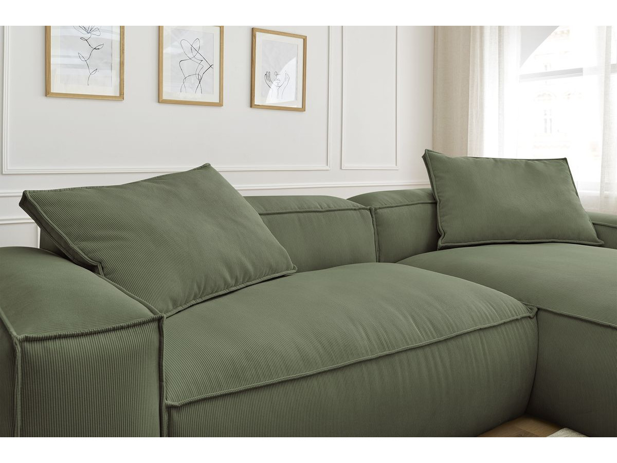 Bobochic Boheme Ecksofa, 3 Kissen Cordsamt Grün