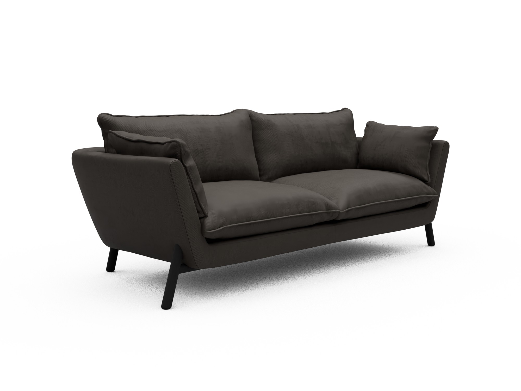 Skandi Home Sofa Emil Soft 3-Sitzer Beinfarbe Eiche Schwarz Cordufine-Taupe moebelfaktor