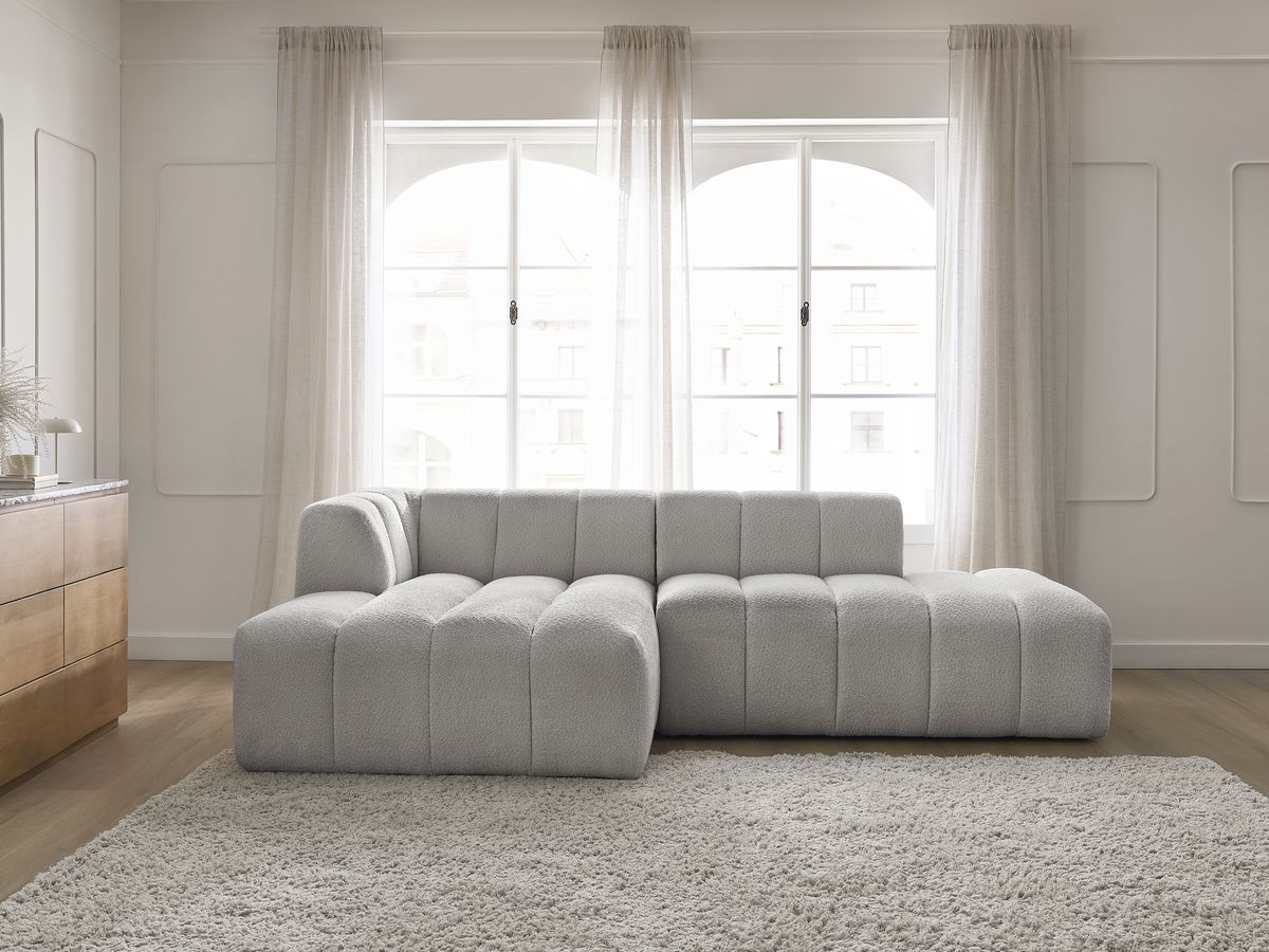 Bobochic Annecy Ecksofa Bouclé-Stoff Hellgrau Ecke links