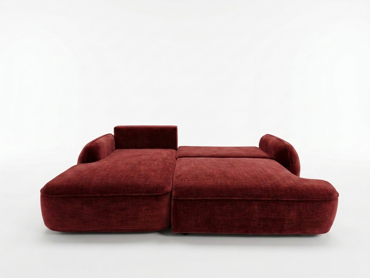 Bobochic Celeste Ecksofa mit Schlaffunktion und Bettkasten Stoff Rot Ecke links