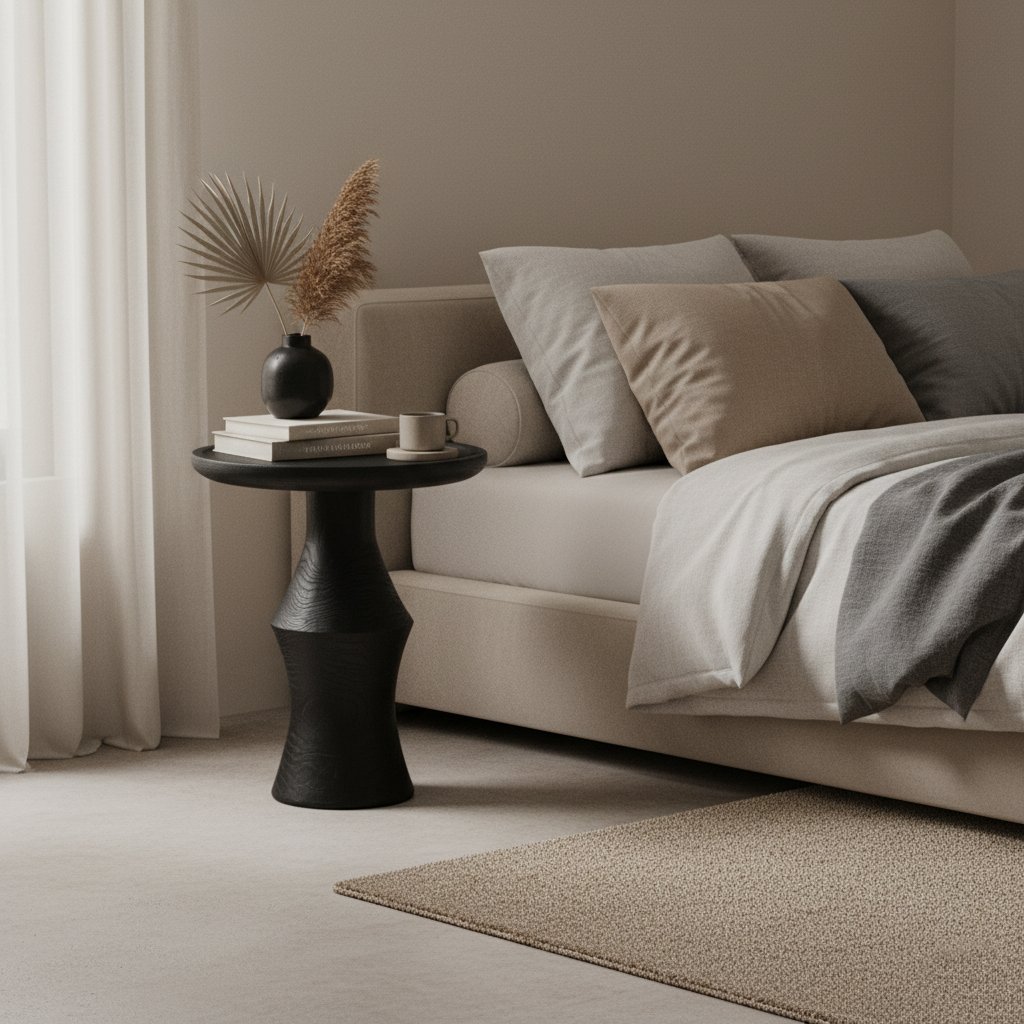 Raw Materials Nero Beistelltisch aus Teakholz Twilight schwarz
