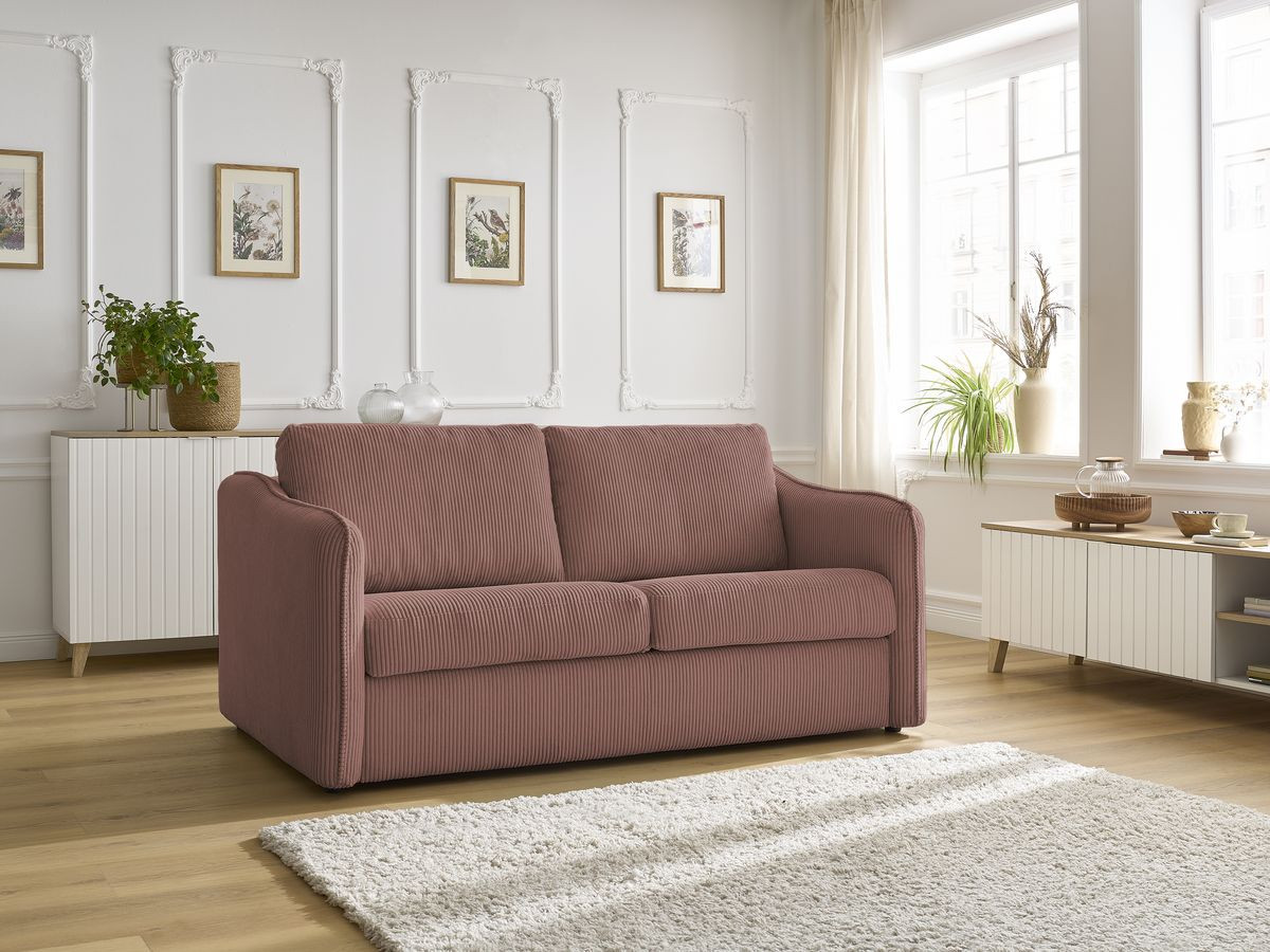Bobochic Lenny Schlafsofa 3-Sitzer Cordsamt Rosa