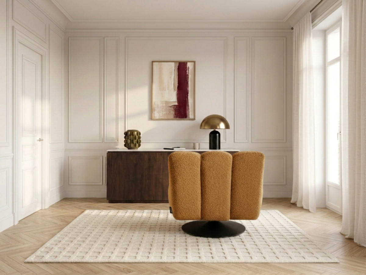 Bobochic Janissaire Sessel 79 × 89 cm Bouclé-Stoff Gelb