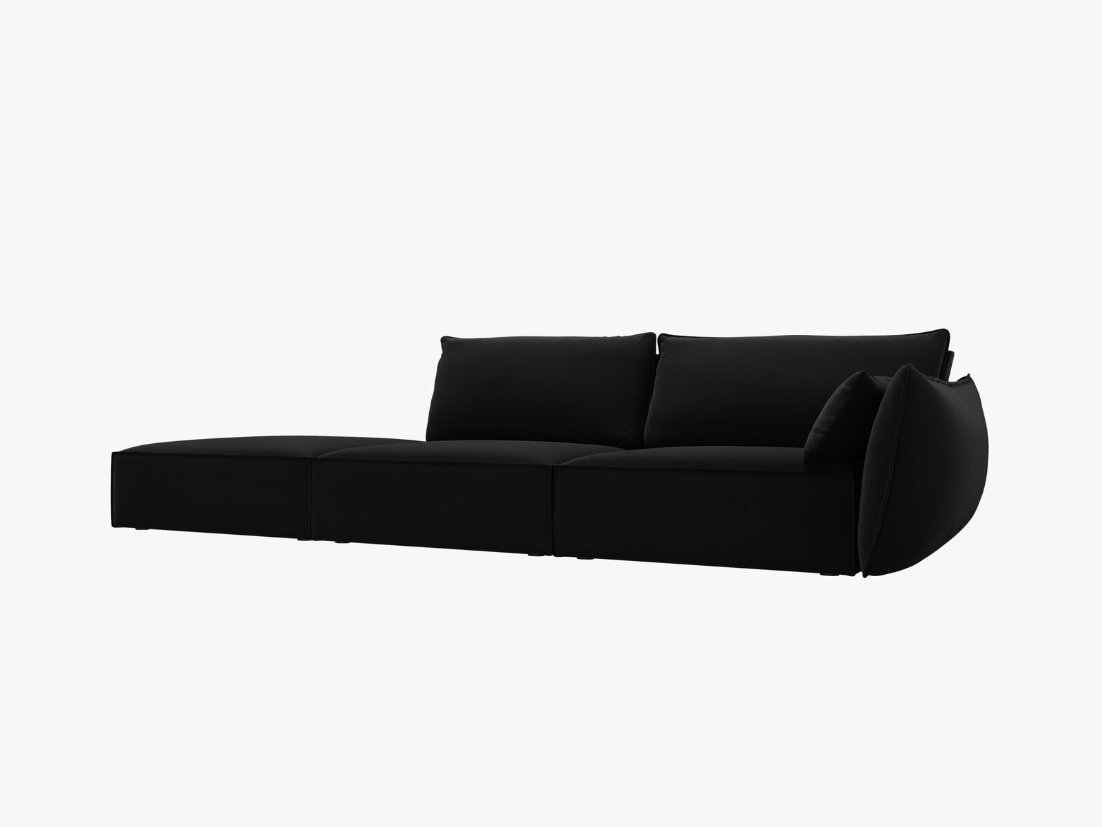 Micadoni Sofa Kaelle 4-Sitzer Links Samt Bluvel Schwarz