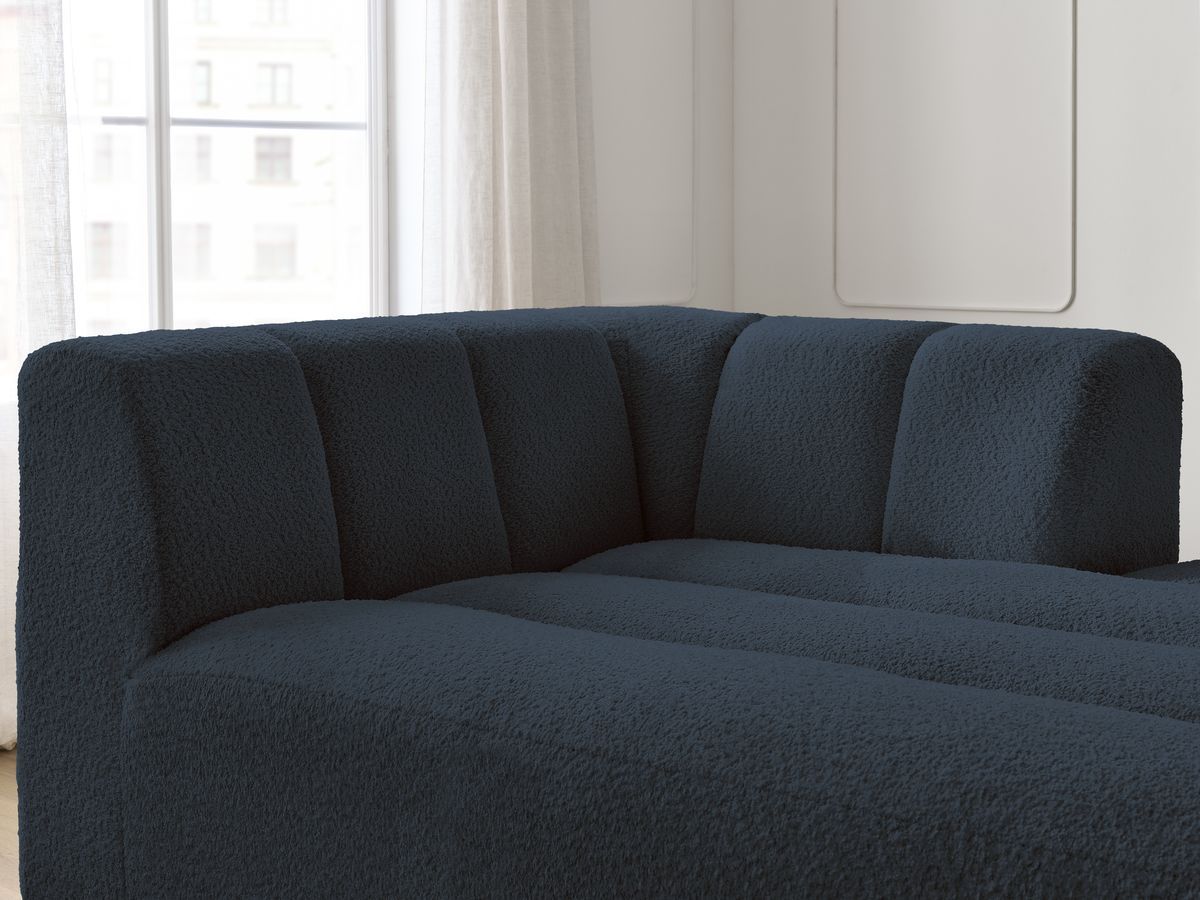 Bobochic Annecy Méridienne-Modul Bouclé-Stoff Dunkelblau Ecke rechts