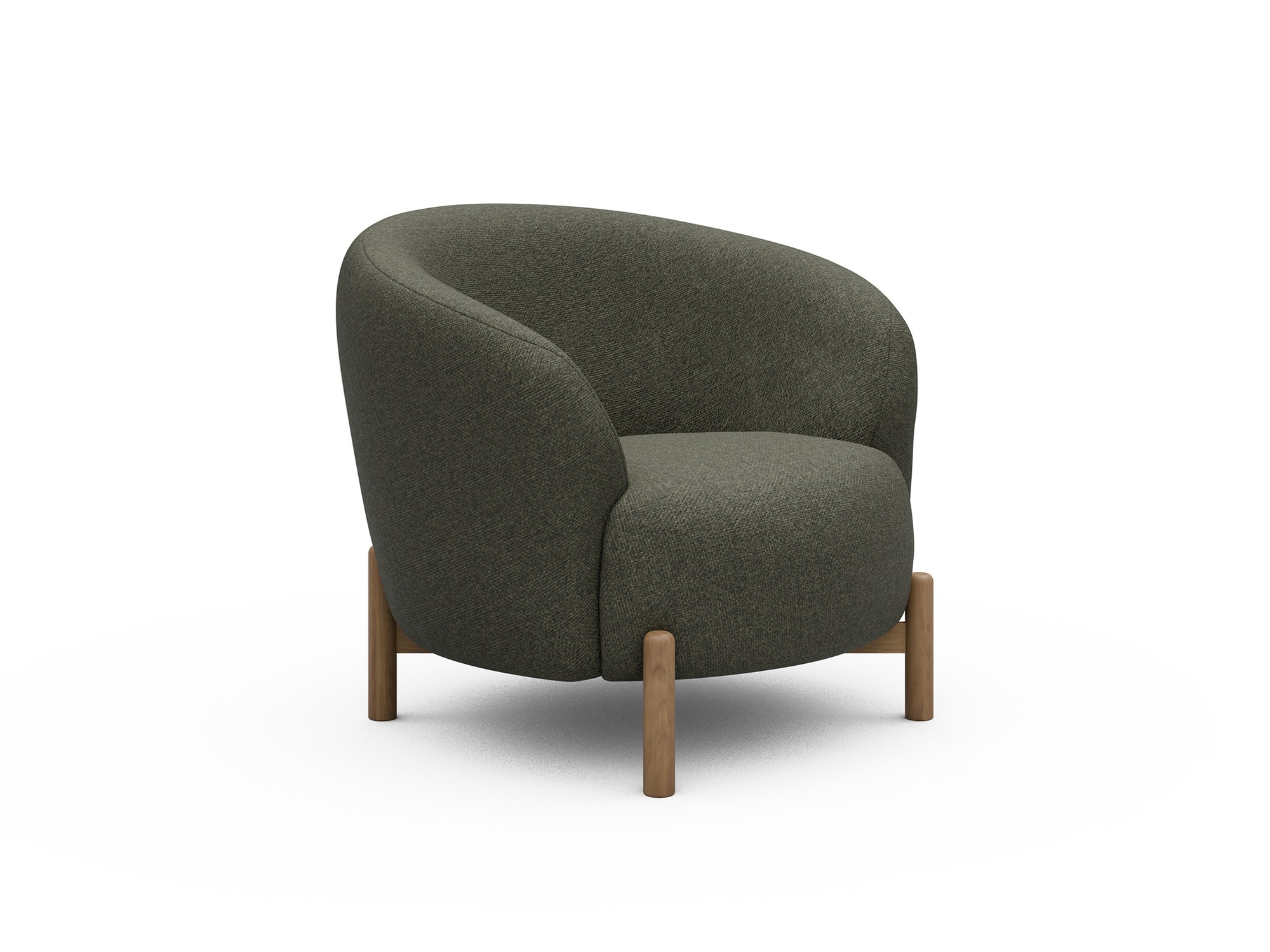 Sessel Ronda Holzbeine Eiche Natur Strukturierter Stoff Sama 335-Winter-Moss
