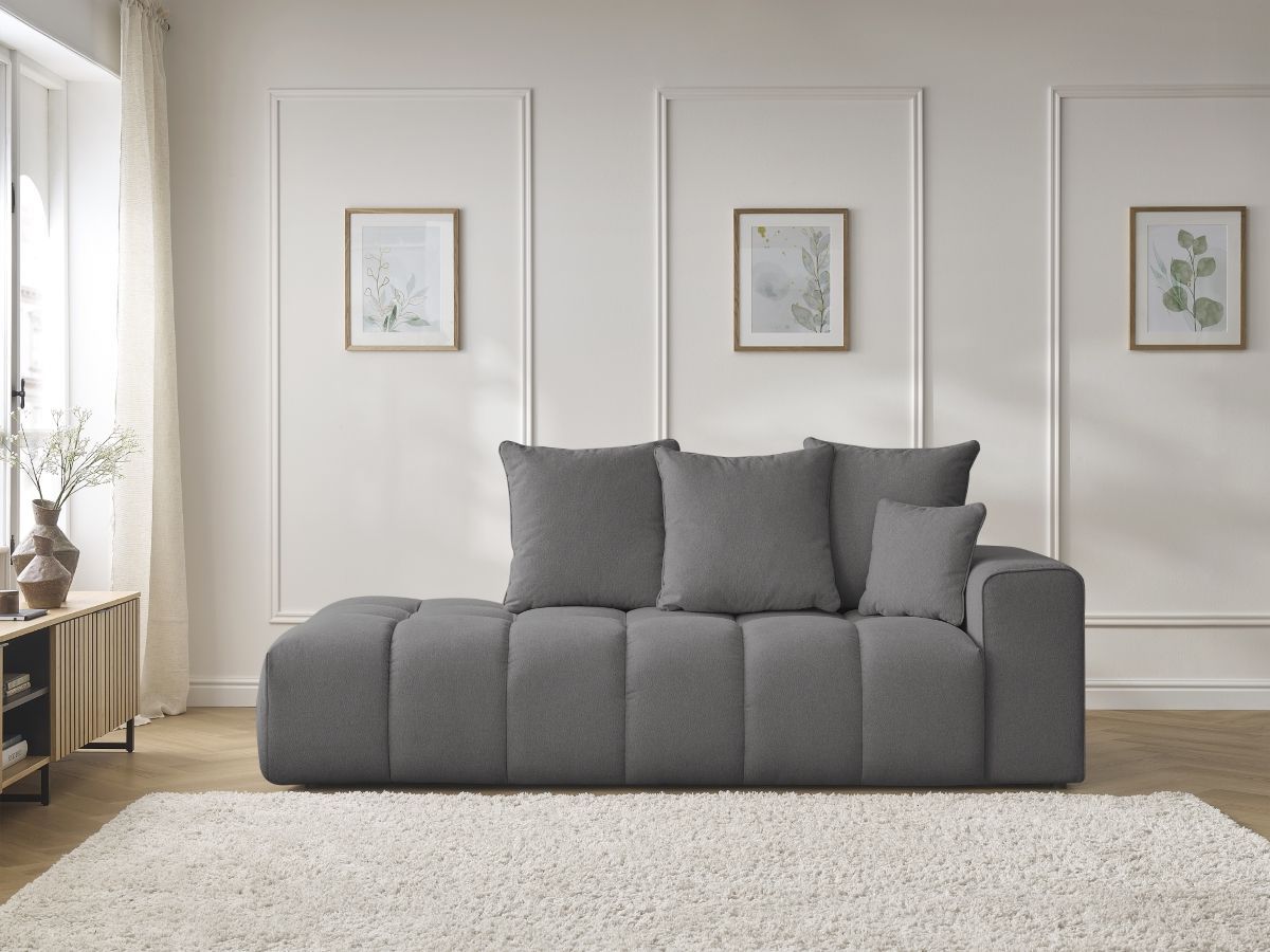 Bobochic Mont-blanc Sofa 4-Sitzer Melange-Stoff Dunkelgrau Armlehne rechts