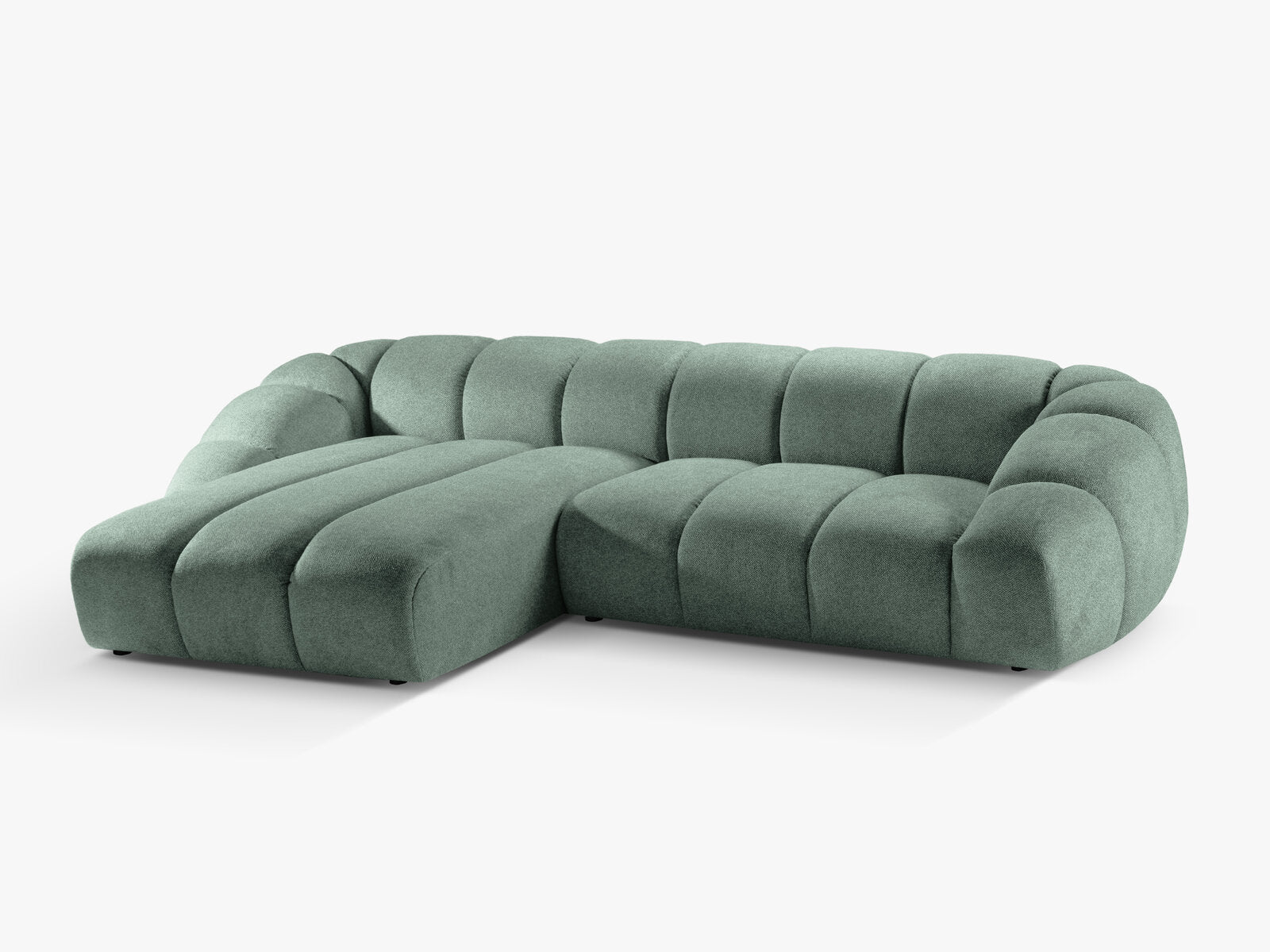 Micadoni Ecksofa Diana 4-Sitzer Links Strukturierter Samtstoff Minze