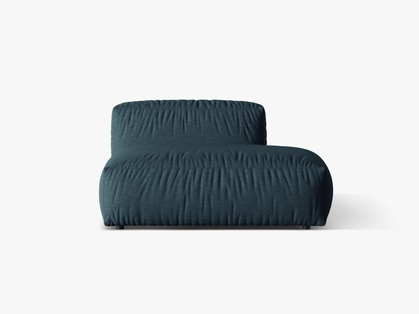 Micadoni Ecksofa-Modul Martina 1-Sitzer Strukturierter Stoff Boston Jeansblau Rechts