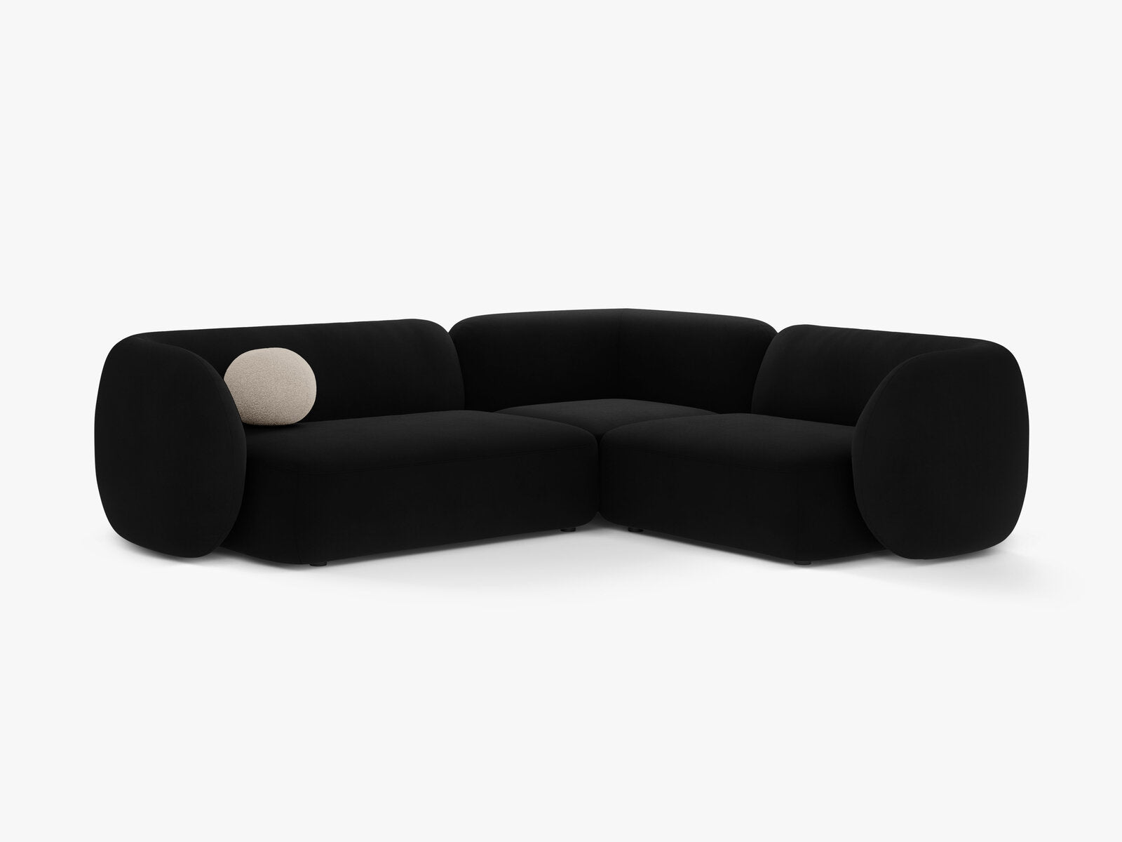 Micadoni Ecksofa Kate 4-Sitzer Rechts Samt Salvador Schwarz