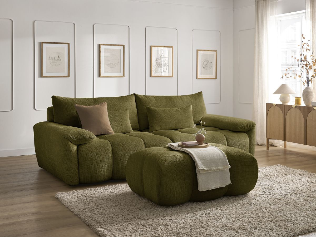 Bobochic Ivane Sofa 4-Sitzer Strukturstoff Grün