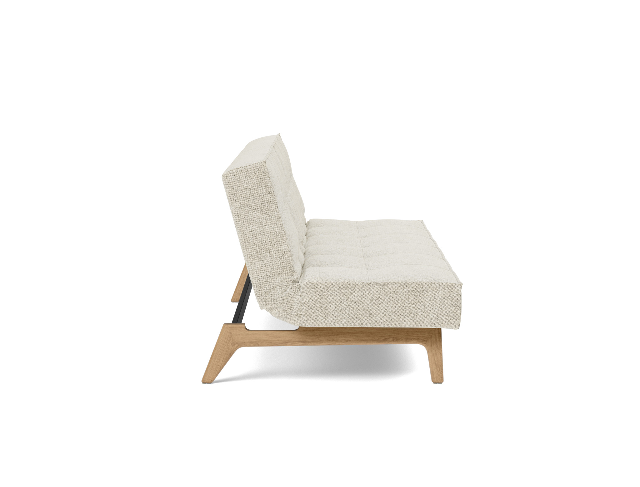 Schlafsofa Splitback Strukturierter Stoff Taura 357-Off-White Beine Eiche