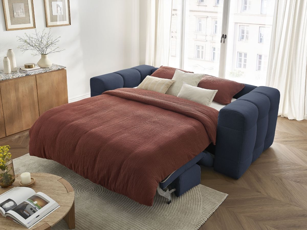 Bobochic Cloud Schlafsofa 3-Sitzer Stoff Dunkelblau