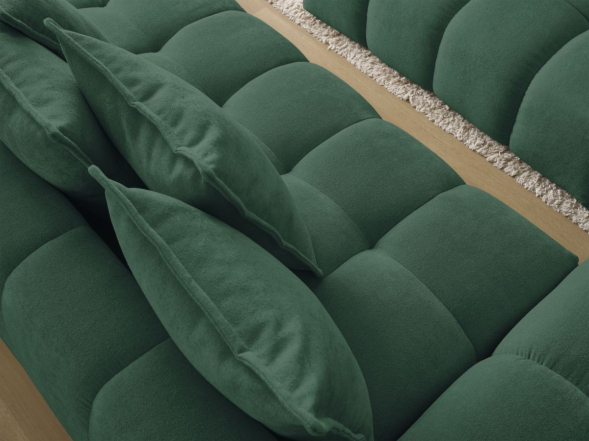 Bobochic Everest Schlafsofa 3-Sitzer mit Bettkasten und Pouf, 5 Kissen Strukturstoff Grün