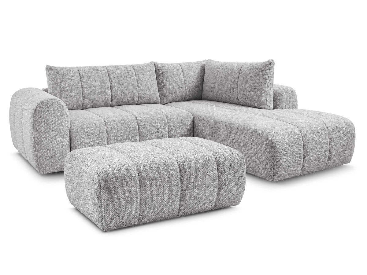 Bobochic Nesty Ecksofa in L-Form, 256 cm, mit Pouf Melange-Stoff Hellgrau Ecke rechts