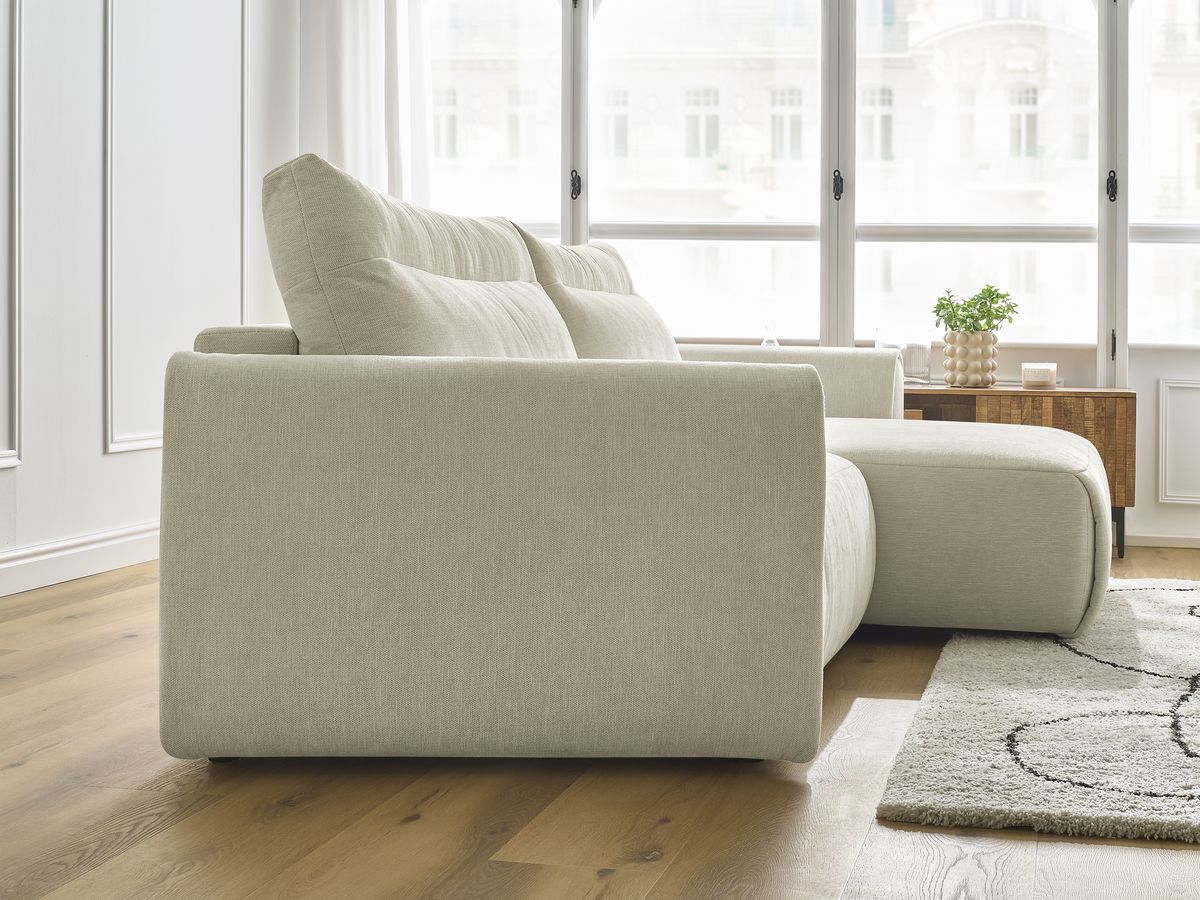 Bobochic Aden Ecksofa 293 × 152 cm Stoff Beige Ecke rechts