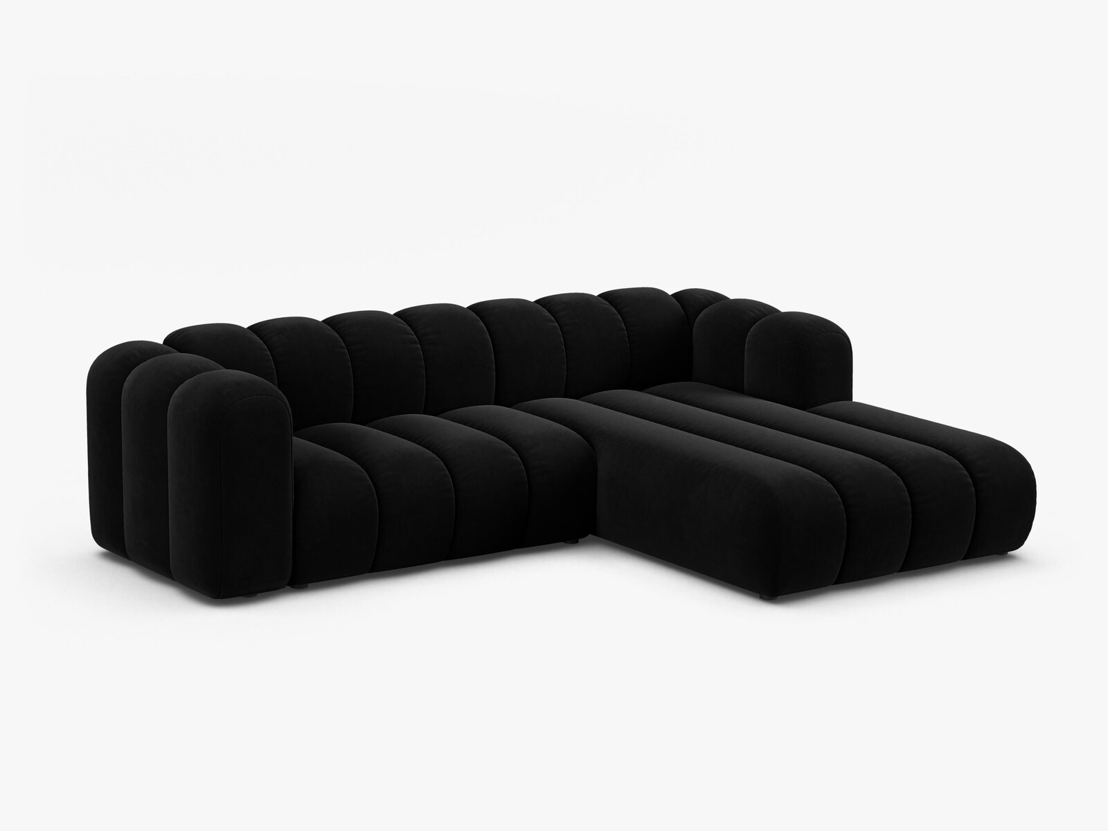 Micadoni Modulares Ecksofa Lupine 4-Sitzer mittelgroß Rechts Samt Venus Schwarz