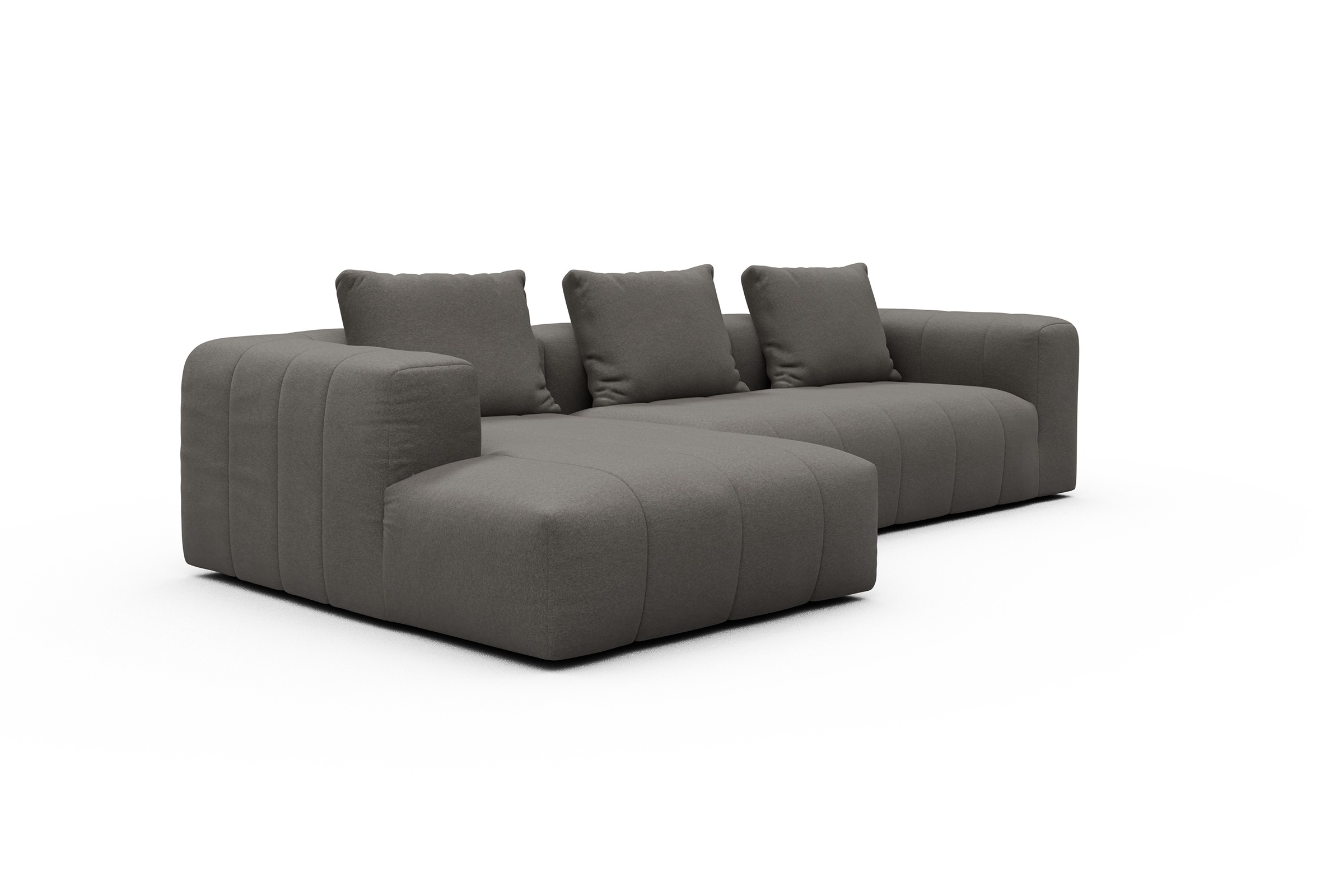 Ecksofa Hugo 2,5-Sitzer Armlehne rechts mit Chaiselongue Satya-Taupe